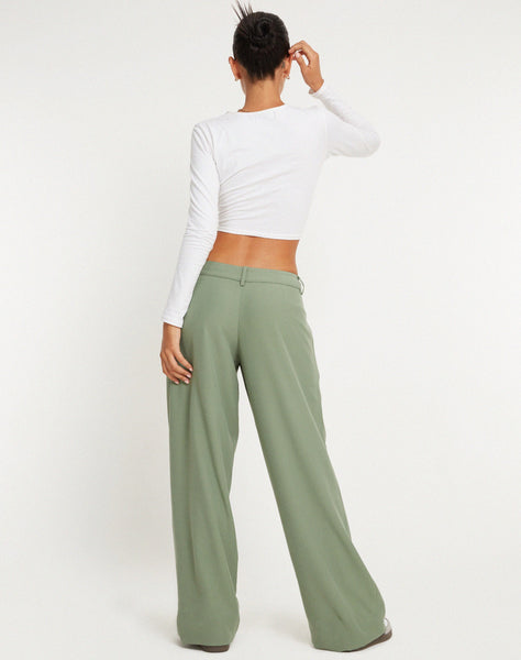 image of Hondra Wide Leg Trouser in Ashy Green