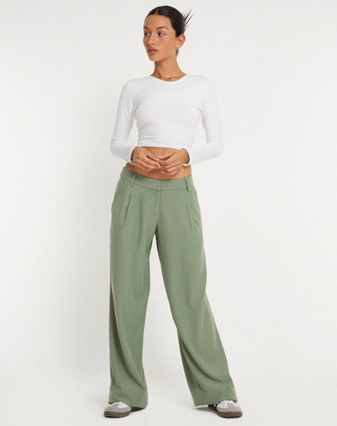 image of Hondra Wide Leg Trouser in Ashy Green