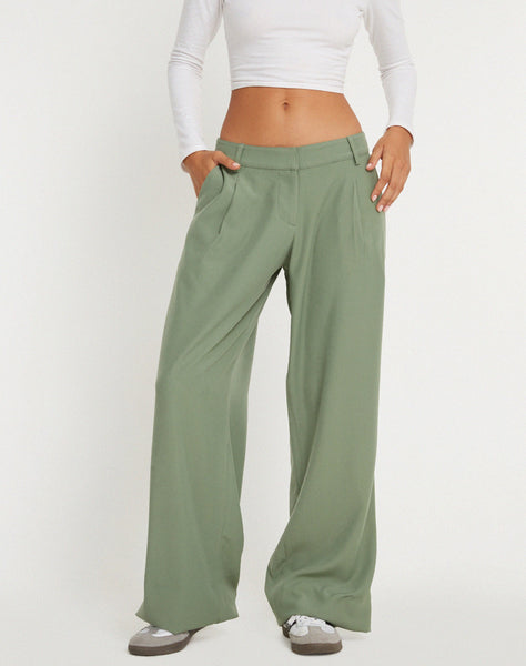 image of Hondra Wide Leg Trouser in Ashy Green