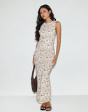 Image of Hoover Maxi Dress in Line Flower Cream