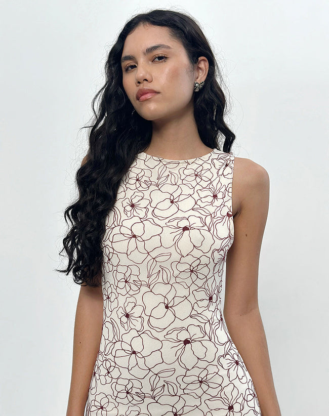 Image of Hoover Maxi Dress in Line Flower Cream