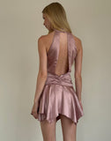 Image of Hydri Satin Halterneck Mini Dress in Baby Pink