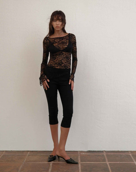 Image of Lubica Long Sleeve Top in Lace Black