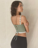 Image of Idalia Corset Top in Sage with Cream Ruffle