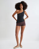 Image of Idari One Shoulder Top in Metalic Stripe Jersey Black