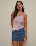 Image of Idari One Shoulder Top in Stripe Textured Mesh Soft Pink