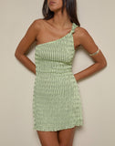 Image of Idarius One Shoulder Mini Dress in Stripe Textured Mesh Mint