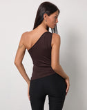 Image of Idra Asymmetric Top in Rayon Jersey Bitter Chocolate