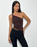 Image of Idra Asymmetric Top in Rayon Jersey Bitter Chocolate