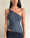 Image of Idra Asymmetric Top in Ruched Jersey Ocean Storm