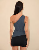 Image of Idra Asymmetric Top in Ruched Jersey Ocean Storm