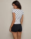 Image of Ilase Ruched Blouse in 80s Polka White