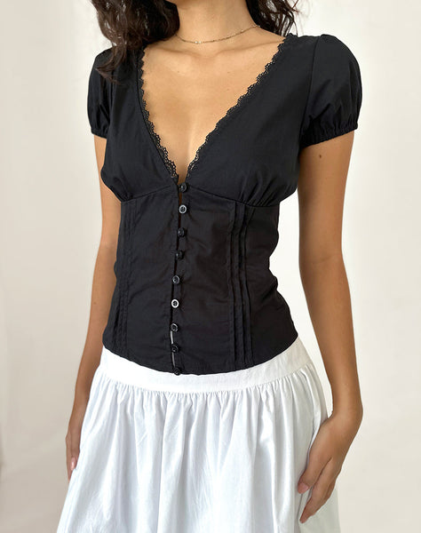 Image of Ilias Corset Top in Poplin Black