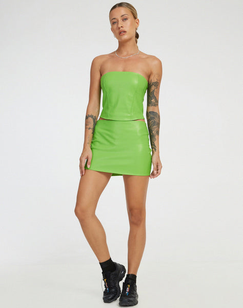 image of Ima Mini Skirt in PU Neon Green