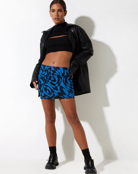 image of Ima Mini Skirt in Irregular Optic Blue