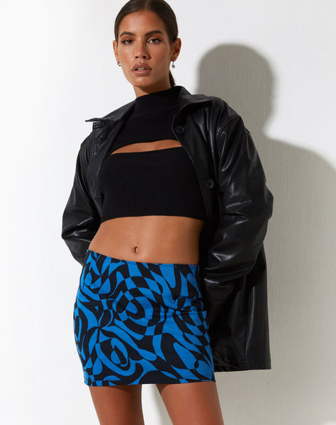 image of Ima Mini Skirt in Irregular Optic Blue