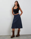 image of Imbrella Denim Midi Skirt in Dark Indigo