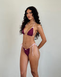 Image of Pami Bikini Top in Wine Shimmer with Sakura Strap and Bow