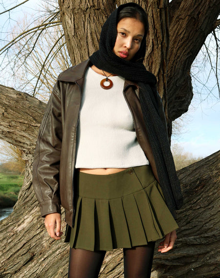 Sheny Mini Skirt in Khaki