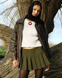 Image of Casini Pleated Micro Skirt in Dark Khaki