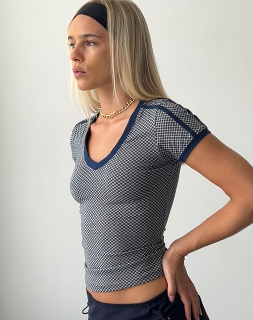 Image of Izolde Tee in Grey Navy Sporty Micro Spot