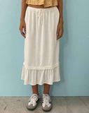 Image of Kokies Frill Hem Midi Skirt in White