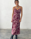 Image of Coya Maxi Dress in Mesh Maroon Blurred Flower