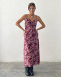 Image of Coya Maxi Dress in Mesh Maroon Blurred Flower