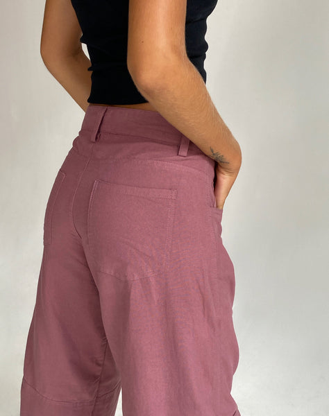 Image of Gemma Low Rise Cargo Trouser in Mauve Linen