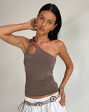 Image of Odette O Ring Detail Top in Slinky Mocha