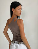 Image of Odette O Ring Detail Top in Slinky Mocha