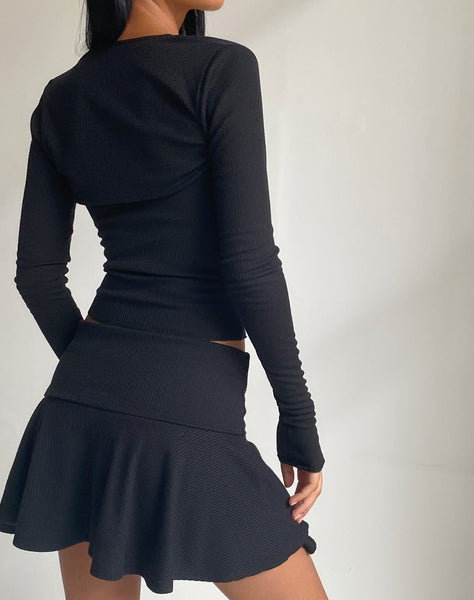 Image of Orla Micro Mini Rib Skirt in Black