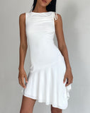 Image of Chaya Waterfall Hem Mini Dress in Slinky Ivory