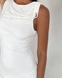 Image of Chaya Waterfall Hem Mini Dress in Slinky Ivory