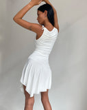 Image of Chaya Waterfall Hem Mini Dress in Slinky Ivory