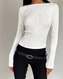 Image of Amabon Long Sleeve Crop Top in Crinkle White