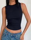 Image of Gelsho Open Back Tank Top in Rib Black