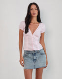 Image of Inasha Top in Candy Pink Small Vertical Stripe