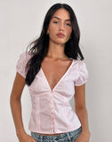 Image of Inasha Top in Candy Pink Small Vertical Stripe