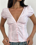 Image of Inasha Top in Candy Pink Small Vertical Stripe