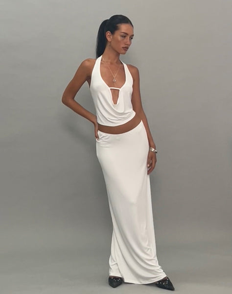 Image of Rim Jersey Maxi Skirt in Ivory