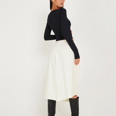 India Midi Skirt in White