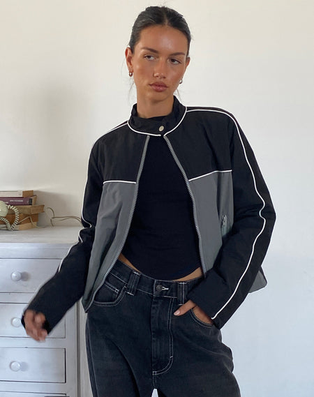 Zebbie Distressed Biker Jacket in Olive