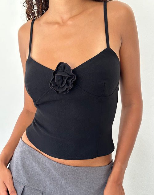 Image of Indus Cami Top in Rosette Black