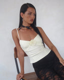 Image of Indus Cami Top in Cream with Rosette Feature