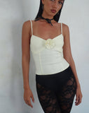 Image of Indus Cami Top in Cream with Rosette Feature