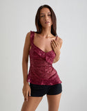 Image of Iranila Asymmetric Top in Gauzy Sequin Red