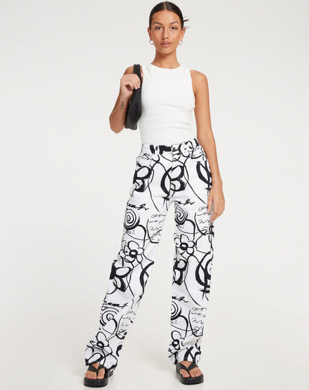 Heny Printed Trousers in Sandstorm Tonal Print