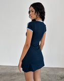 Image of Isadre Mini Dress in Navy with Nantucket Blue Binding