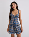 Image of Isamu Top in Medium Tartan Blue